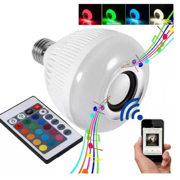 Lampada Bluetooth De Led Caixa De Som C Controle Rgb 12W - Image 4